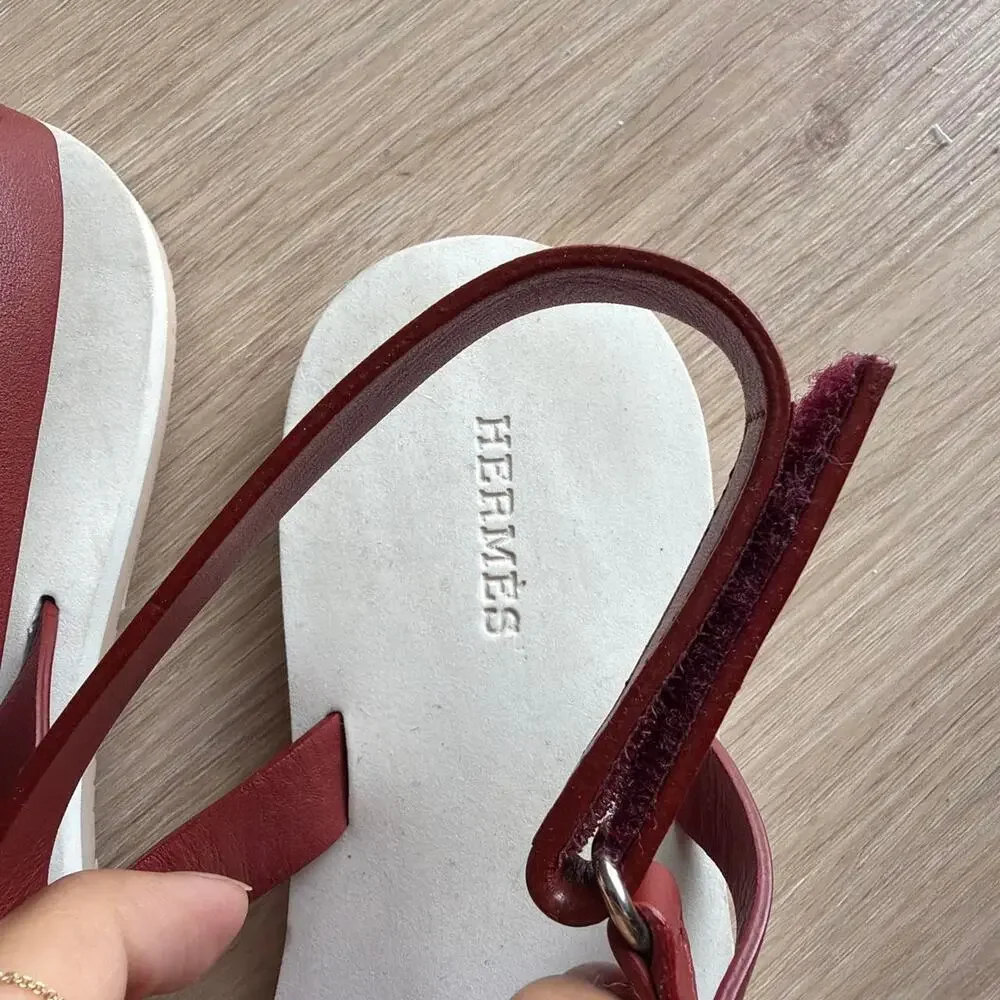 White and brown leather sandals
